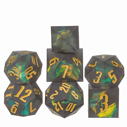 The Hollow Fog – 7pc Handmade Sharp Edge Resin Dice Set - Nerd Gear Gaming Inc.