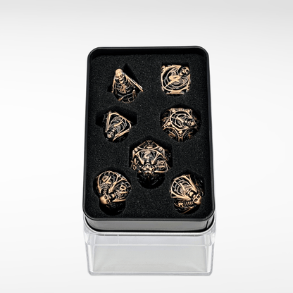 The Necromancer's Coffin - 7pc Hollow Metal Dice Set - Nerd Gear Gaming Inc.